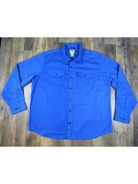 L.L. Bean Lakewashed Twill Shirt Traditional Untucked Fit Long-Sleeve XL Blue